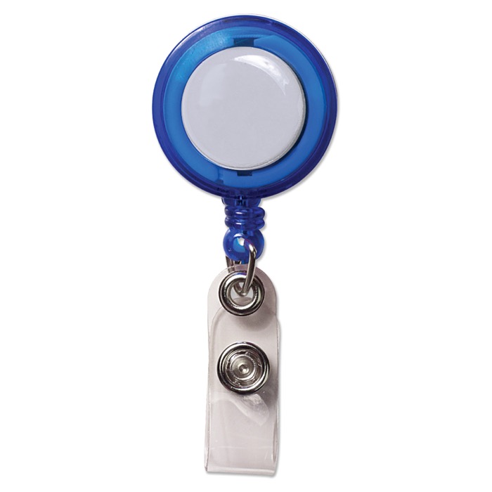 Porta badge pubblicitario allungabile 900cm clip in metallo Extend color blu trasparente