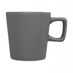 Tazza pubblicitaria in ceramica opaca in scatola regalo 280ml Largo color grigio scuro vista laterale