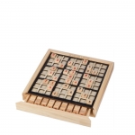 Gioco del Sudoku pubblicitario in legno con 99 tessere Sudoku color marrone vista area di stampa