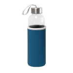 Borraccia in vetro con tappo in acciaio inox e custodia colorata 520ml color blu