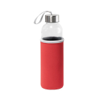 Borraccia in vetro con tappo in acciaio inox e custodia colorata 520ml color rosso