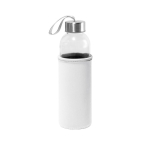 Borraccia in vetro con tappo in acciaio inox e custodia colorata 520ml color bianco