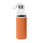 Borraccia in vetro con tappo in acciaio inox e custodia colorata 520ml color arancione