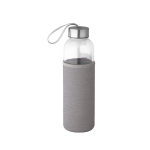 Borraccia in vetro con tappo in acciaio inox e custodia colorata 520ml color grigio chiaro