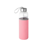 Borraccia in vetro con tappo in acciaio inox e custodia colorata 520ml color rosa chiaro