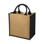 Shopper in juta personalizzate con scritta manici colorati  Jute Side color nero