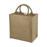 Shopper in juta personalizzate con scritta manici colorati  Jute Side color naturale