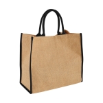 Shopper juta personalizzabili per la spesa chiusura in velcro Jute Edge color nero