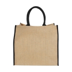 Shopper juta personalizzabili per la spesa chiusura in velcro Jute Edge color nero seconda vista posteriore