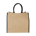 Shopper juta personalizzabili per la spesa chiusura in velcro Jute Edge color nero seconda vista frontale