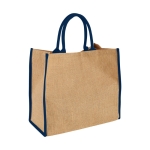 Shopper juta personalizzabili per la spesa chiusura in velcro Jute Edge color blu