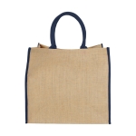 Shopper juta personalizzabili per la spesa chiusura in velcro Jute Edge color blu seconda vista posteriore