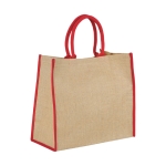 Shopper juta personalizzabili per la spesa chiusura in velcro Jute Edge color rosso