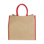 Shopper juta personalizzabili per la spesa chiusura in velcro Jute Edge color rosso seconda vista posteriore