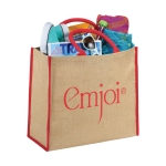 Shopper juta personalizzabili per la spesa chiusura in velcro Jute Edge color rosso