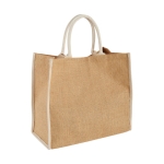 Shopper juta personalizzabili per la spesa chiusura in velcro Jute Edge color bianco