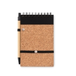 Block notes con logo A6 con penna refill nero pagine righe CorkSpiral color nero seconda vista