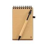 Block notes con logo A6 con penna refill nero pagine righe CorkSpiral color nero terza vista