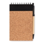 Block notes con logo A6 con penna refill nero pagine righe CorkSpiral color nero quarta vista