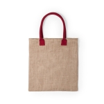 Shopper promozionale con manici colorati in cotone Jute Colorhand color rosso prima vista