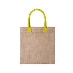 Shopper promozionale con manici colorati in cotone Jute Colorhand color giallo prima vista