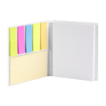 Blocchetto di post-it e segnapagina adesivi con copertina rigida color bianco prima vista