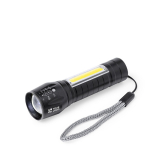 Torcia ricaricabile con 1 luce LED e 10 luci COB sul manico vista area di stampa