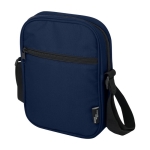 Borsa a tracolla in poliestere riciclato impermeabile con varie tasche color blu mare