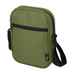 Borsa a tracolla in poliestere riciclato impermeabile con varie tasche color verde oliva