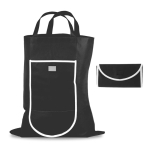 Borsa pieghevole in non woven con chiusura in velcro 80 g/m² color nero