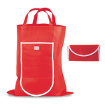 Borsa pieghevole in non woven con chiusura in velcro 80 g/m² color rosso