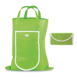 Borsa pieghevole in non woven con chiusura in velcro 80 g/m² color verde chiaro 