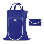 Borsa pieghevole in non woven con chiusura in velcro 80 g/m² color blu mare