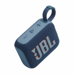 Altoparlante Bluetooth della JBL Go 4 dal suono chiaro e potente color blu vista principale