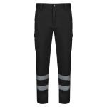 Pantaloni da lavoro unisex con bande riflettenti 240 g/m2 Velilla color nero seconda vista