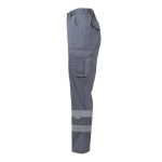 Pantaloni da lavoro unisex con bande riflettenti 240 g/m2 Velilla color grigio terza vista