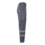 Pantaloni da lavoro unisex con bande riflettenti 240 g/m2 Velilla color grigio quarta vista