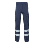 Pantaloni da lavoro unisex con bande riflettenti 240 g/m2 Velilla color blu mare seconda vista