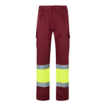 Pantaloni lavoro in cotone e poliestere con riflettenti 210g/m2 Velilla color bordò seconda vista