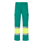 Pantaloni lavoro in cotone e poliestere con riflettenti 210g/m2 Velilla color verde seconda vista