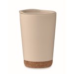 Bicchiere da asporto a doppia parete in PP con base in sughero 300ml color beige