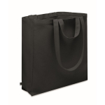 Borsa per la spesa con tasca laterale in poli cotone riciclato 380g/m² color nero