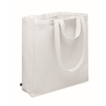 Borsa per la spesa con tasca laterale in poli cotone riciclato 380g/m² color bianco