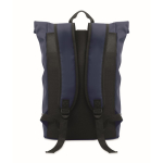 Zaino rolltop con striscia riflettente e tasca impermeabile PC 15'' color blu seconda vista