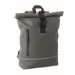 Zaino rolltop con striscia riflettente e tasca impermeabile PC 15'' color grigio scuro