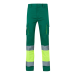 Pantaloni lavoro strisce riflettenti cotone poliestere 240g/m2 Velilla color verde seconda vista