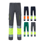 Pantaloni lavoro strisce riflettenti cotone poliestere 240g/m2 Velilla vari colori