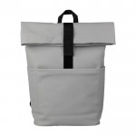 Zaino rolltop in PU con tasca frontale e laterale e scomparto pc 15'' color grigio seconda vista