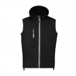 Gilet soft shell con cappuccio e interno in micropile 300 g/m² color nero prima vista