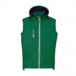 Gilet soft shell con cappuccio e interno in micropile 300 g/m² color verde prima vista